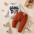 thumbnail image 2 of Akiihool Boy Clothes Baby Baby Boy Football Outfit Football Crewneck Sweatshirt Jogger Pants 2Pcs Toddler Fall Clothes 6M-4T Grey,12-18 Months, 2 of 6
