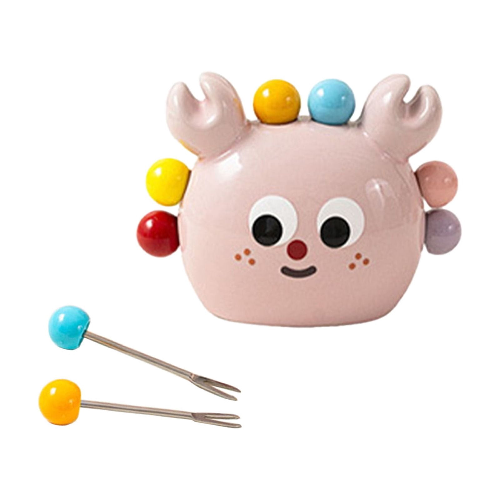 Fruit Fork Set with Holder Ceramic Crab Toothpick Holder with Stainless Steel Picks for Dessert Cake Fruit Appetizer Serving Kitchen Dining Table Decor Accessories