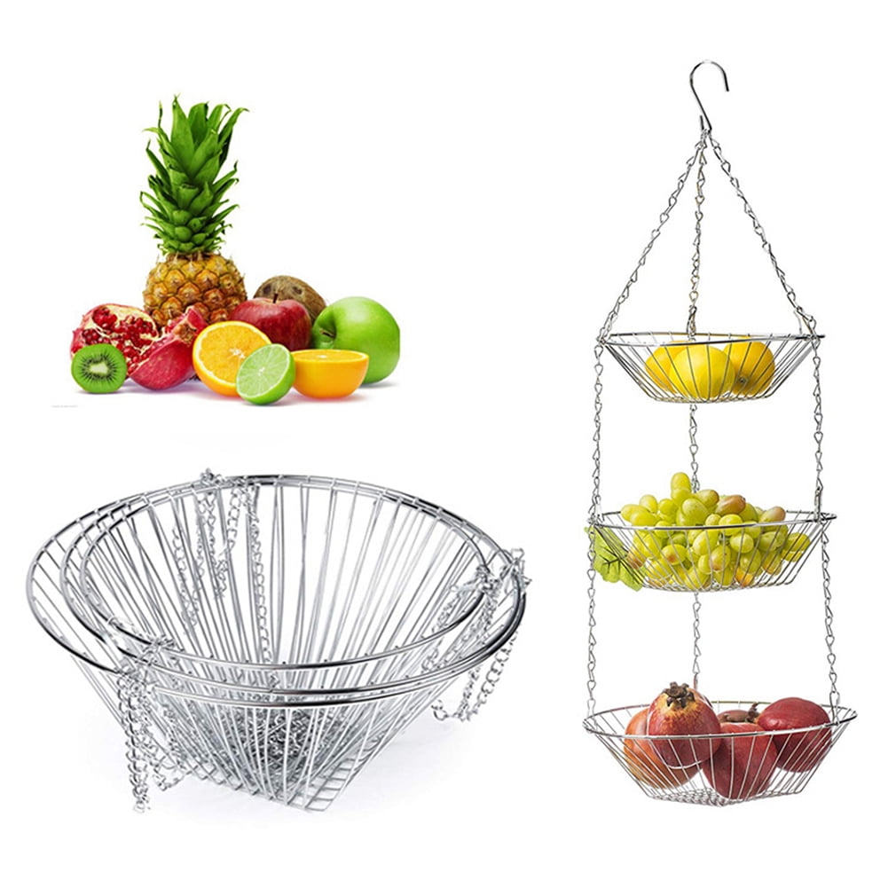 Cheers 3Layer Stainless Steel Hanging Fruit Vegetable Storage Basket