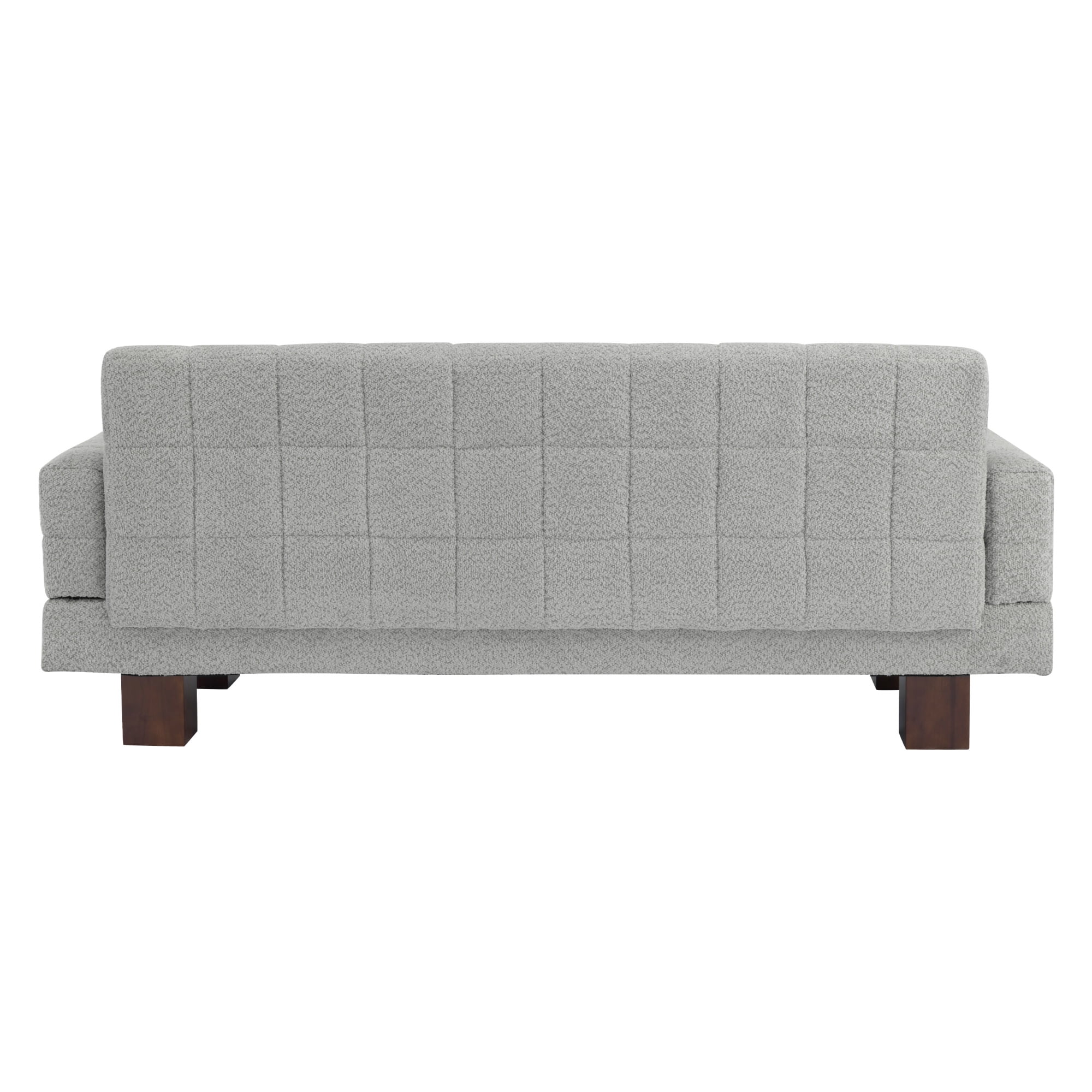 Leumius Loveseat Sofa, Boucle Fabric Biscuit Back Loveseat with Square Arms and Single Cushion Seat, Upholstered 2-Seater Couch for Living Room and Bedroom, Light Grey-Blue