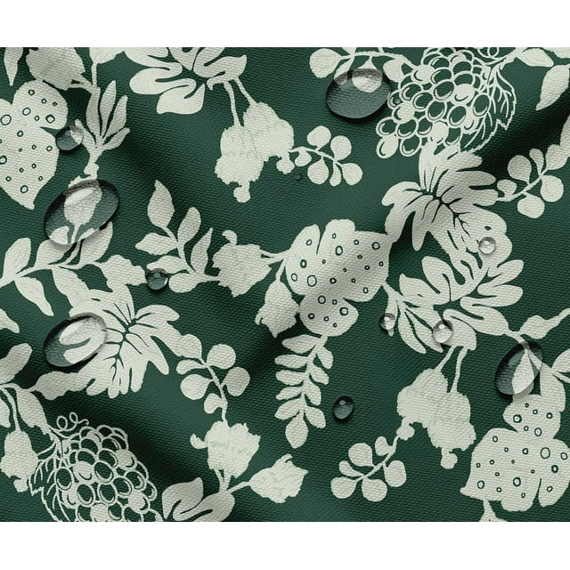 Tissu Taffetas Imperméable d'Extérieur par 2 Yard - Soimoi Imprimé Feuilles Vert / Résistant aux UV / Idéal pour Housses de Coussins, Imperméables, Rideaux de Douche et Plus / Largeur 56 Pouces