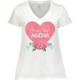 thumbnail image 3 of Inktastic World's Best Mom in Pink Heart with Flowers Women's Plus Size V-Neck T-Shirt, 3 of 5