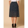 thumbnail image 4 of DARING DIVA Women's Floral Print A-Line Midi Skirt Skirts XL Navy Blue, 4 of 6