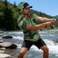 thumbnail image 2 of OIOLOYJM Mens Sun Protection Shirts Quick Dry Lightweight UPF Rash Guard Camo Short Sleeve Hoodies Summer Hiking Outdoor Fishing Hooded T Shirts Light Green M, 2 of 5