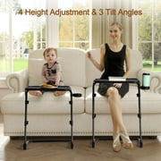 Homy Casa Adjustable Folding Bedside Table with Cup Holder and Foldable Design for Medical Care, Hospital Room, and Home Use