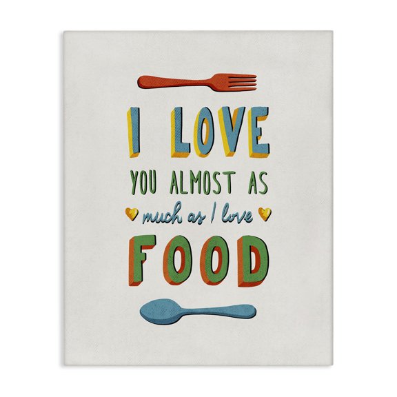 Stupell Industries Traditional I Love Food Funny Colorful Word Design Canvas Art, 24 x 30, by Estera Kecek