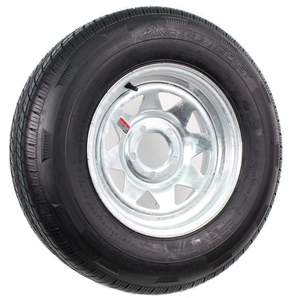eCustomrim Mounted Radial Trailer Tire On Rim ST205/75R14 Load Range C 5 Lug Galvanized Spoke Wheel - 6 Year Warranty w/Free Roadside