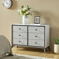 thumbnail image 3 of 6-Drawer Dresser Storage Chest Organizer Fabric Dressers Metal Legs Bedroom Living Room Large Capacity Grey, 3 of 11