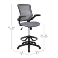 thumbnail image 5 of Emma + Oliver Mid-Back Dark Gray Mesh Ergonomic Drafting Chair with Foot Ring and Flip-Up Arms, 5 of 12
