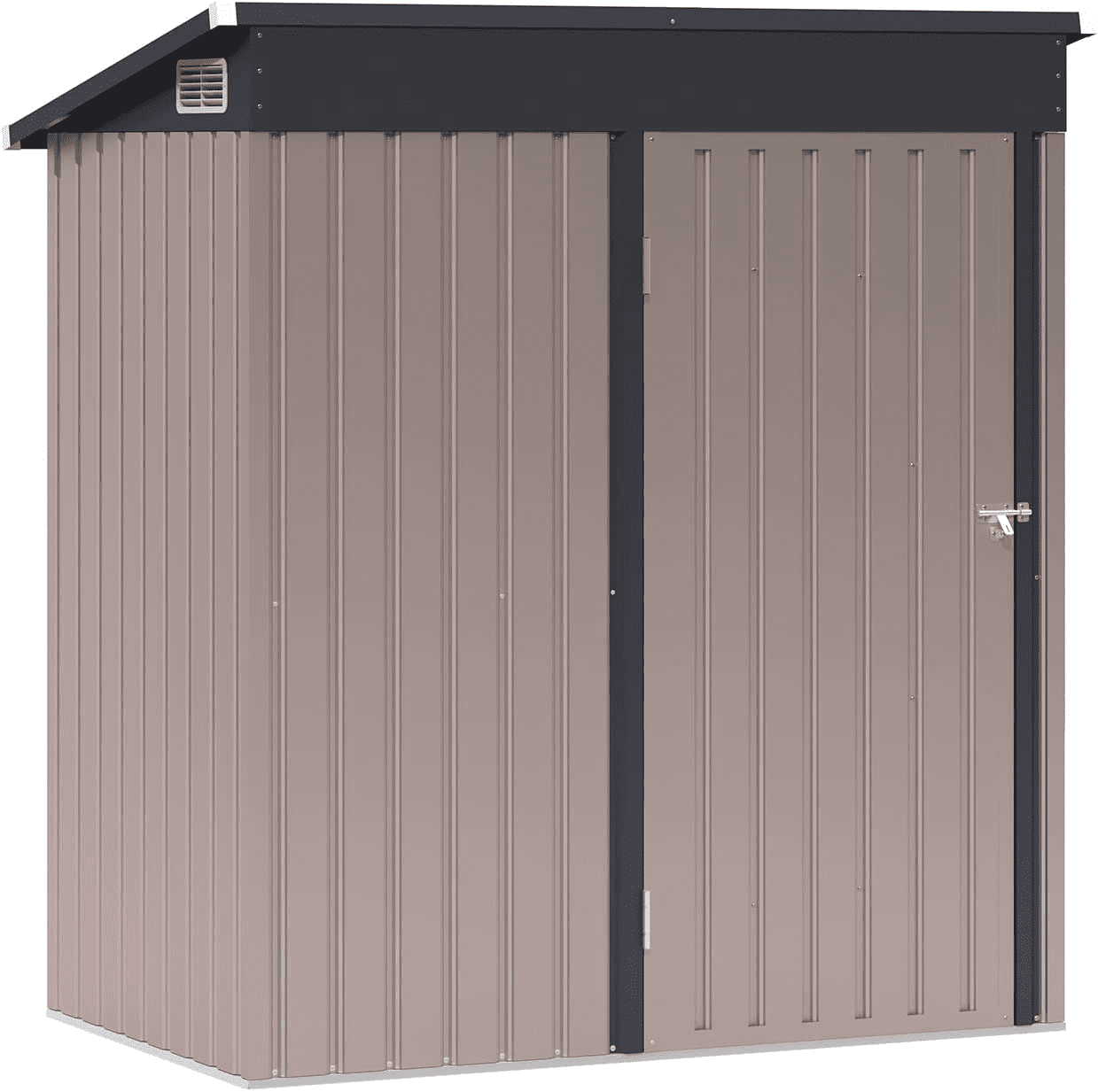 OC Orange-Casual 5' x 3' FT Outdoor Storage Shed, Metal Garden Tool Shed with Lockable Door, Outside Sheds & Storage Galvanized Steel, Brown