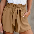 thumbnail image 2 of XIMIN Lady Loose Shorts High Waisted Shorts Striped Ruffle Elastic Waist Summer Beach Short with Pockets Belt Lady Casual Shorts, 2 of 9
