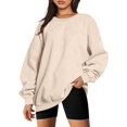 thumbnail image 2 of ORUYROP Chandails en Molleton Surdimensionnés pour Femmes Manches Longues Col Rond Chandail Décontracté Ample Couleur Unie Polaire Tops Pulls, 2 of 5