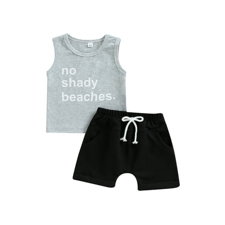 

Arvbitana 0-3 Years Baby Boy Summer Set Sleeveless Tank Top Vest Solid Color Elastic Waist Shorts Set 2Pcs Casual Outfits