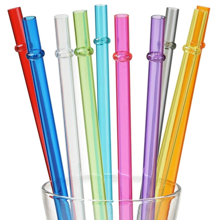 Jovitec 50 Pieces Reusable Drinking Straw Thick Plastic Straws with  Cleaning Brush Clear Straw