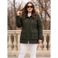 thumbnail image 2 of Wantdo Women's Plus Size Jacket Quilted Winter Jacket with Faux Fur Lined Hood Army Green 4X, 2 of 9
