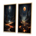 thumbnail image 3 of Designart "Blue and Orange Vibrant Color Contrast" Abstract Landscape Framed Wall Art Set Of 2 - Modern Blue Framed Canvas Set For Living Room Decor, 3 of 6