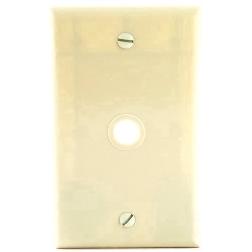 Cooper Wiring Devices 2128V 1-Gang Telephone Coaxial Cable Wall Plate, .375" Diameter Opening, Box Mount, Standard Size, Ivory