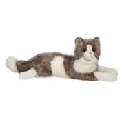 Douglas Cuddle Toys Gretta 24 DLUX Lying Grey Cat Plush Stuffed Animal Long Hair
