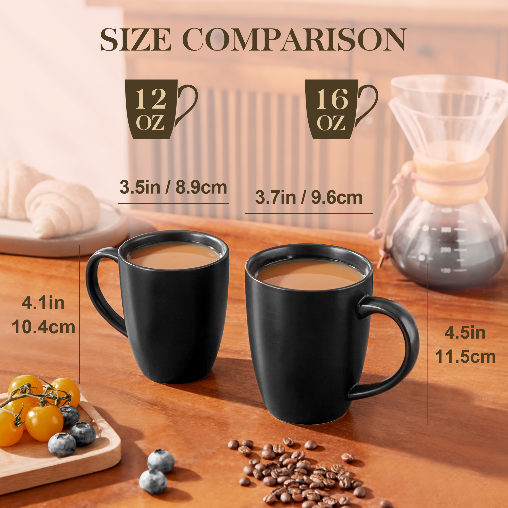 Vancasso 12-Oz Stoneware Coffee Mug Set of 4, Matte Black photo 2