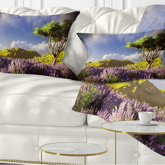 Designart 12" x 20" Purple Polyester Throw Pillow