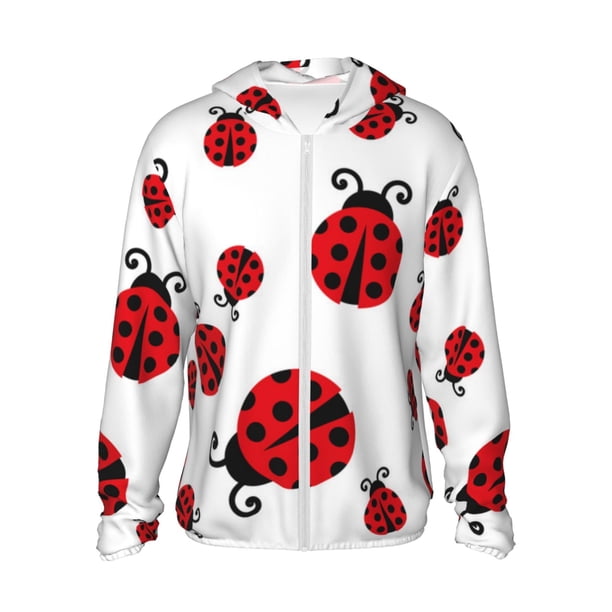 Fotbe Fly Flying Ladybug Chaqueta con Protección Solar UPF 50+ para Hombre y Mujer, Camisa con Capucha y Bolsillos-Large