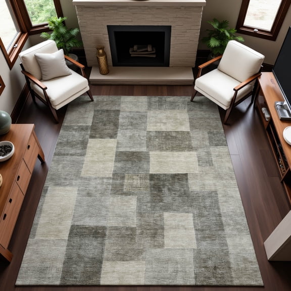 Addison Rugs Mayfield Premium Machine Washable Transitional Geometric Taupe Rectangle Rug, 10' x 14'