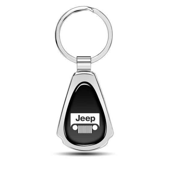Jeep Grill Black Dome Chrome Metal Teardrop Key Chain