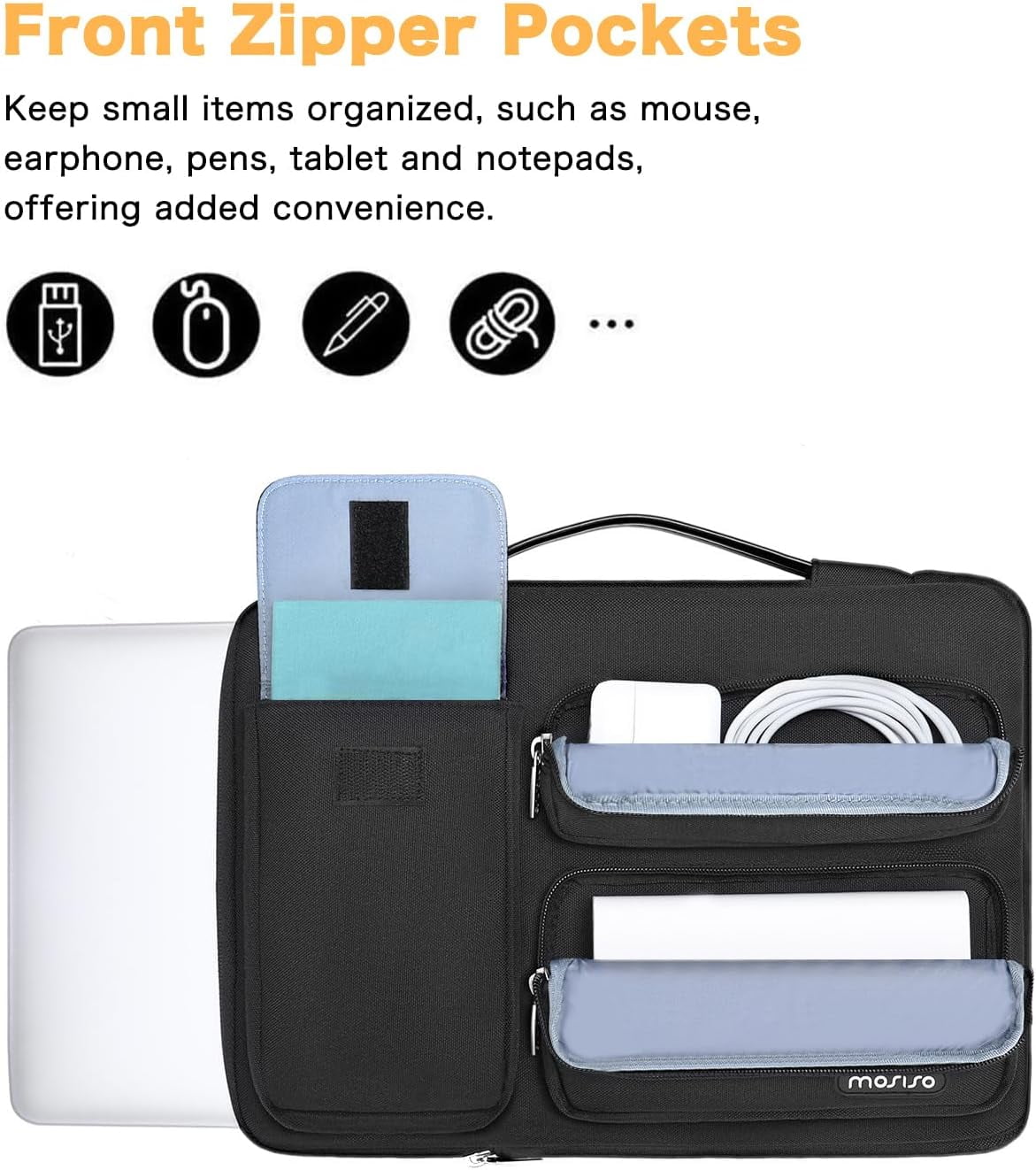 MOSISO Laptop Sleeve Bag for MacBook HP Dell Asus Acer Lenovo Notebook, 360 Protective Computer Carrying Case for MacBook Air Pro 15 inch, Black