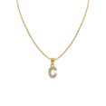 thumbnail image 1 of 14k Or Jaune Zircone Cubique Initiale Lettre « C » Pendentif avec 1.2mm Rolo Chaîne, 1 of 4