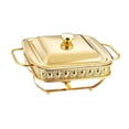 thumbnail image 1 of Juego de calentador de agua para catering rectangular, resistente y con tapa. Oro, 1 of 9