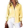 thumbnail image 2 of ClodeEU Women's Lapel Collar Button Down Striped Long Sleeve Shirt,Casual Loose Blouse ,Women's Plus XXL, 2 of 5