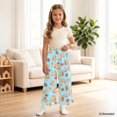 thumbnail image 4 of COEQINE Girls' Cute Pants Elastic Waist Ruffled Long Pants Pocket Wide Leg Trousers Printed Pants Baggy Trendy Streetwear for Girls 13-14 Y, Capybara Strawberry Blue, 4 of 8