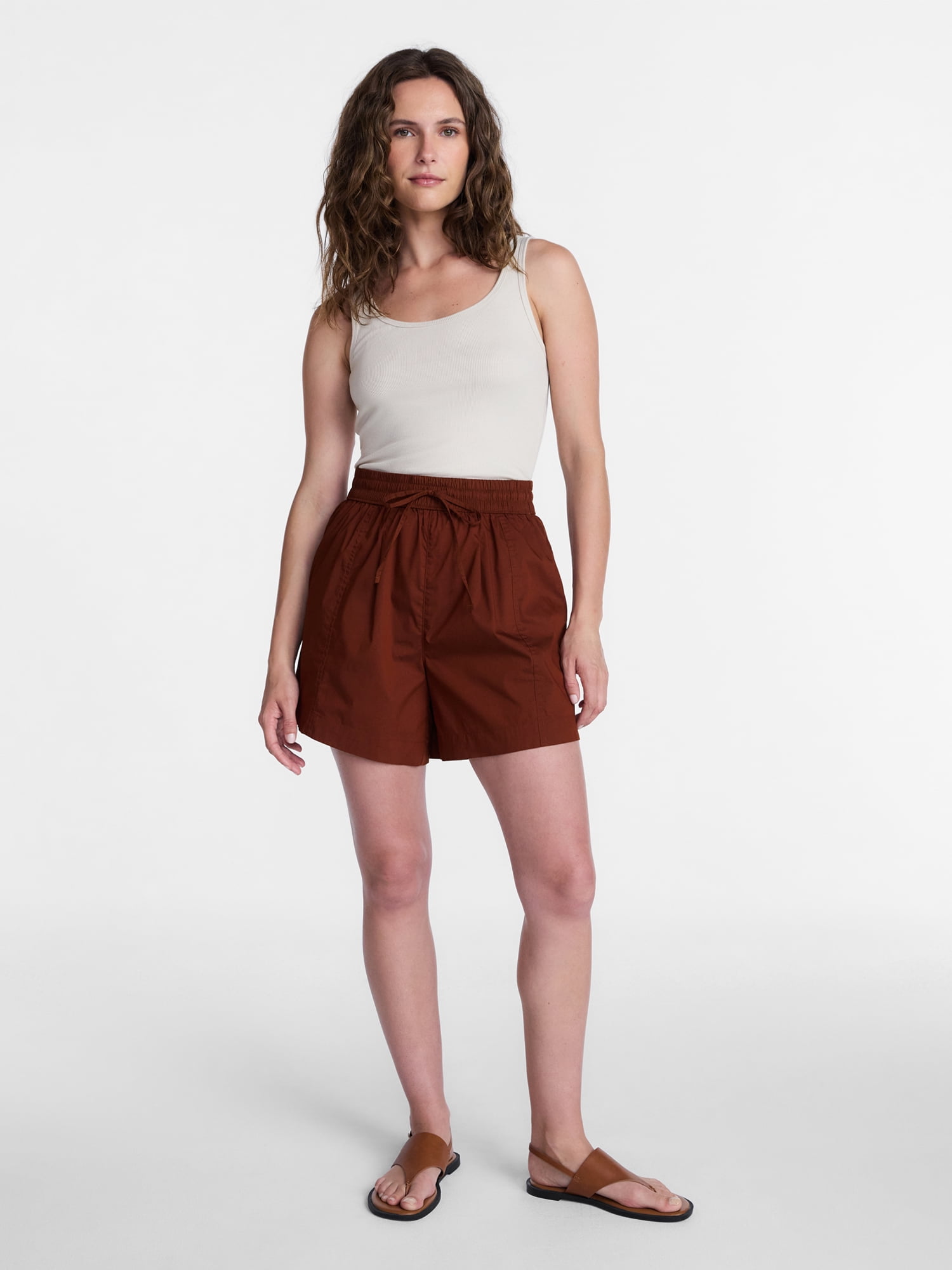 Time and Tru Women's Poplin Shorts, Sizes XS-XXXL