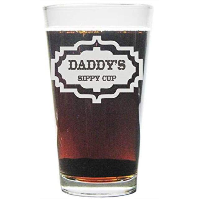 Him and Fathers Day Men Daddy/'s Sippy Cup Gift Etched on 16 oz Beer Glass Pint Unique Gift Idea for Dads