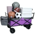 thumbnail image 2 of Kumix 480Lbs Collapsible Wagon with Canopy, Wagon Stroller with 7" All-Terrain Wheels, Mosquito Net, Lightweight Foldable Wagon, Large Capacity for Camping, Shopping, Sports, and Garden Use, Purple, 2 of 8