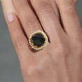thumbnail image 4 of Gem Stone King 18K Yellow Gold Plated Silver Ring Onyx Moissanite (6.38 Cttw), 4 of 4