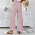 thumbnail image 4 of Casual Pants for Women Striped Elastic Drawstring Waist Straight Wide Leg Pants with Pockets, 4 of 5