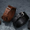 thumbnail image 4 of Viking Leather Bracelet, Nordic Leather Cuff with Rune, Thor's Hammer with Celtic Knot and Wolf Fenrir, 4 of 6