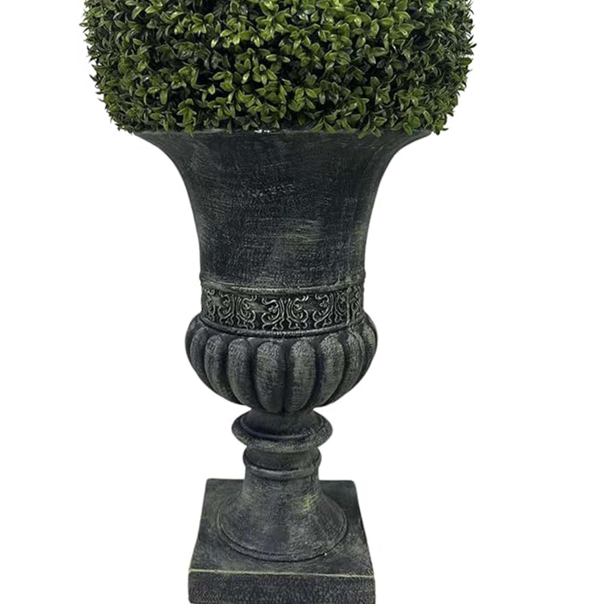 Miniyam 32" Ball Topiary in Grey Pedestal Pot, Artificial Plant for Indoor and Outdoor