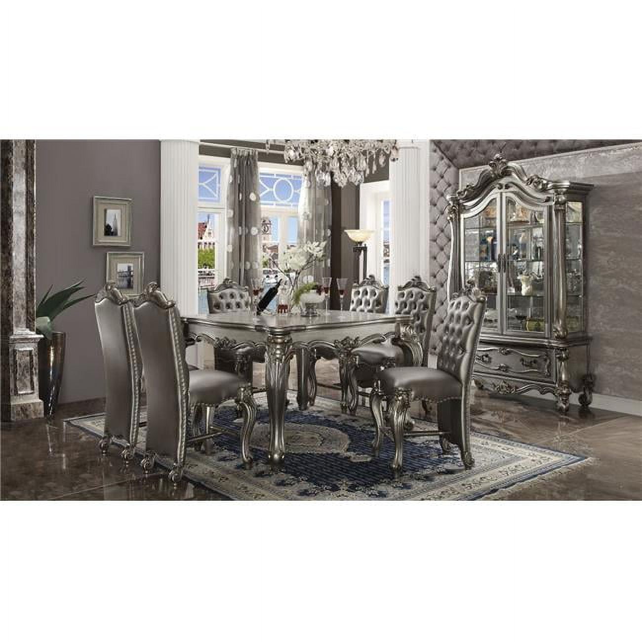ACME Versailles Counter Height Table Antique Platinum