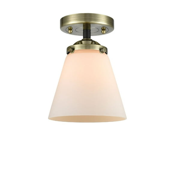 Innovations 284-1C-BAB-G61-LED Small Cone 1 Light Semi-Flush Mount part of the Nouveau Collection, Black Antique Brass