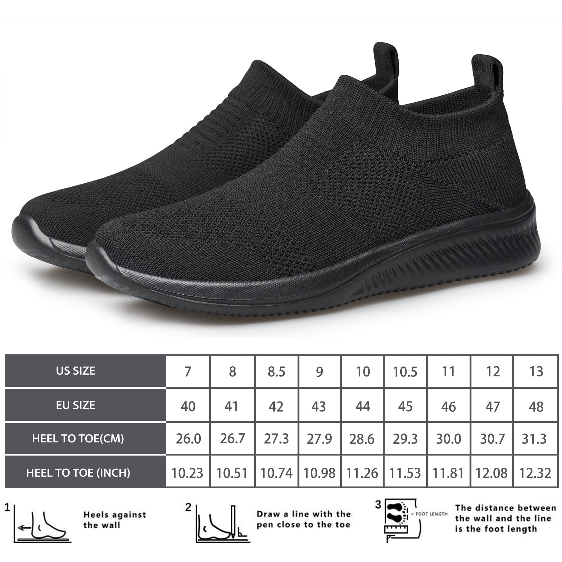 vibdiv Men's Non-Slip Sports Shoes Running Tennis Sneakers Light and Breathable Leisure Walking Shoes All Black Size 7