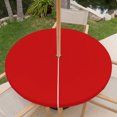 thumbnail image 6 of Round Outdoor Tablecloth with Umbrella Hole and Zipper, Christmas Red Fitted Table Cover with Elastic Edge for 45-54 Inch, Modern Simple Xmas Red Backdrop Waterproof Patio Tablecoths for Picnic, 6 of 9