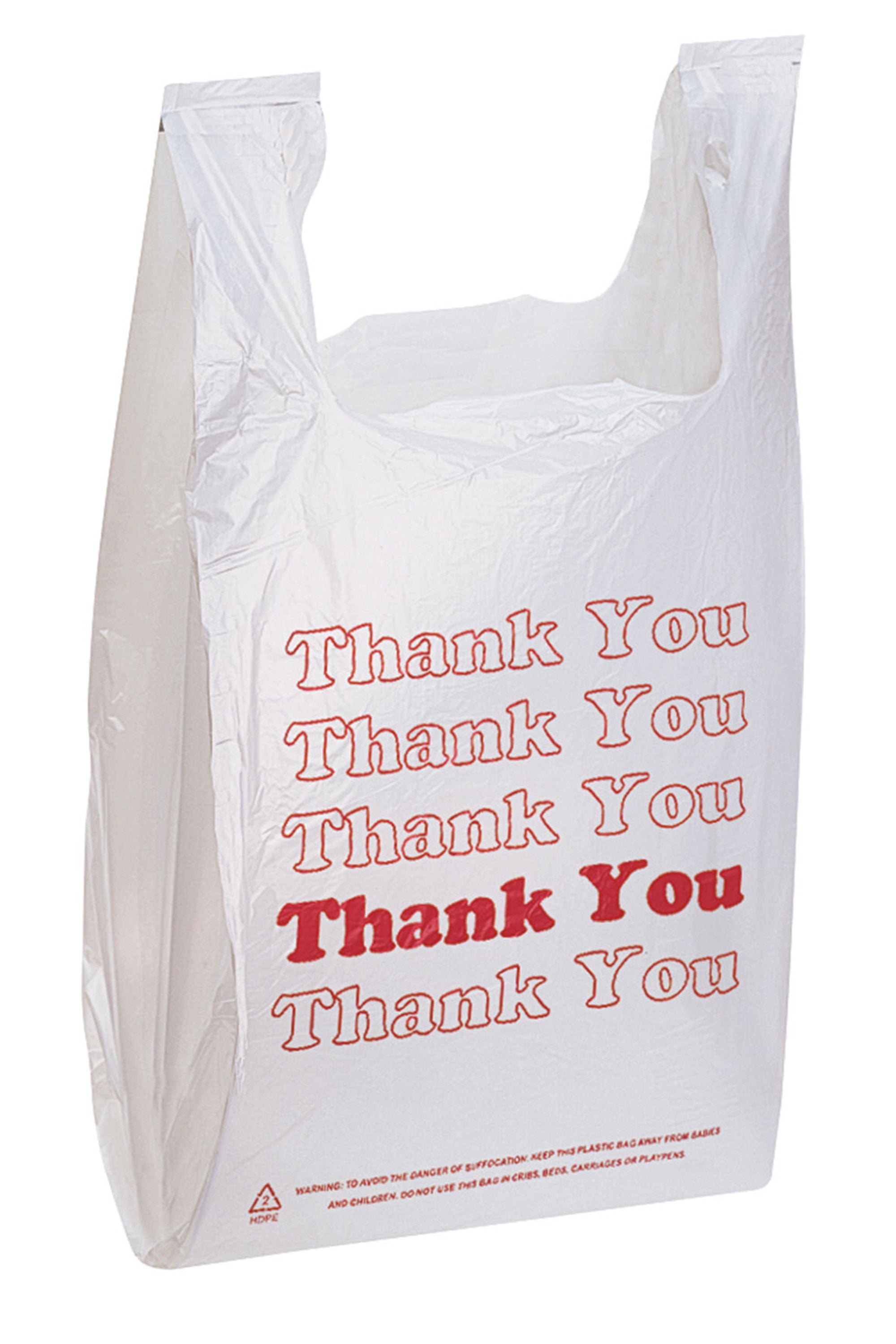 200 Small Black Thank You Merchandise Plastic Retail Bags 7" x 9" Tall