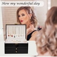thumbnail image 7 of Jewelry Organizer Box, 3 Layers with 2 Drawers Women Jewelry Box, Large Jewelry Organizers Jewelry Boxes Display Earring Necklace Watch Bracelet and Rings (Black), 7 of 7