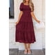 thumbnail image 3 of Vestido midi PRETTYGARDEN para mujer, verano 2025, estampado floral, rojo vino, 3 of 7