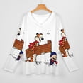 thumbnail image 3 of Calvin And Hobbes Womens T Shirts V Neck Long Sleeve Tops Causal Loose Summer T-Shirts XL, 3 of 7