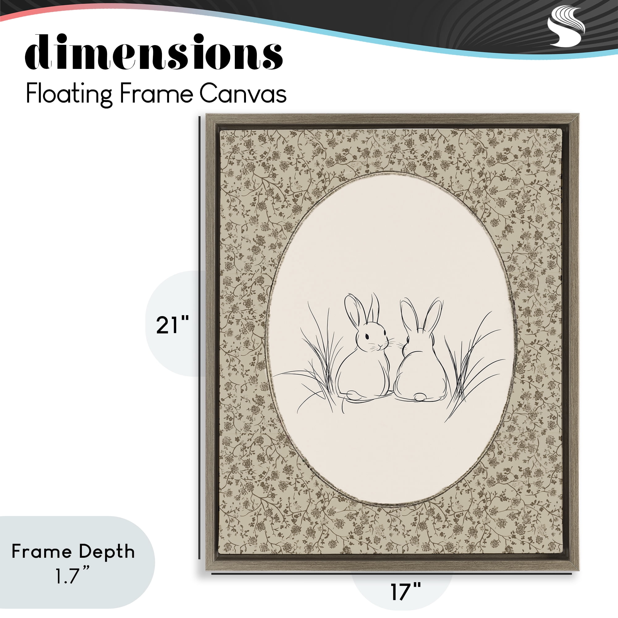 Stupell Industries Vintage Baby Bunnies Brown Framed Floater Canvas Wall Art, design by Ramona Murdock