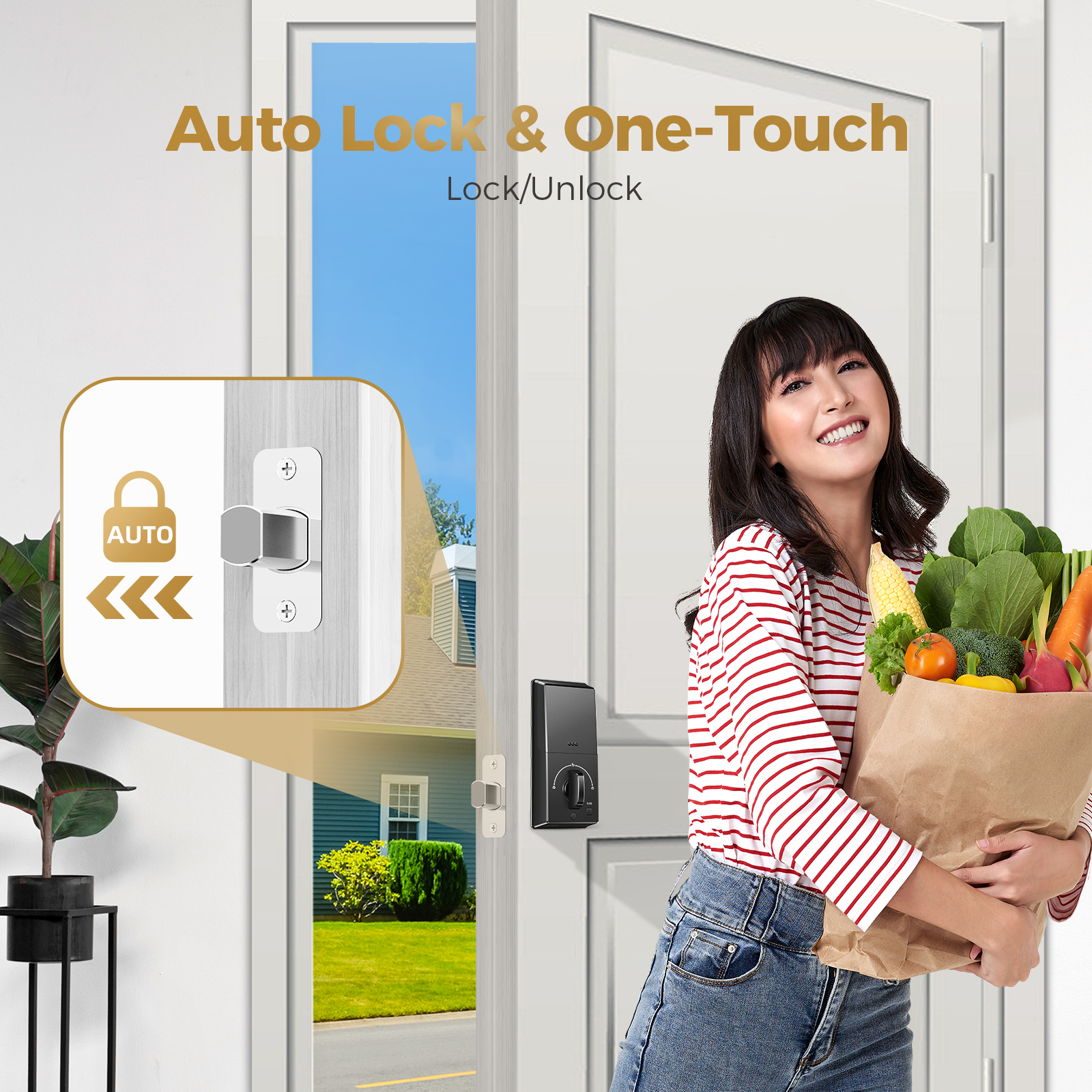 ARPHA Zinc Alloy Keyless Entry, Auto Lock Keypad Deadbolt