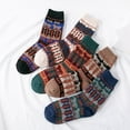 thumbnail image 2 of Bibifish Womens Socks 5 pairs Knit Mid Calf Socks Winter Mid Length Socks Warm Thermal Soft Thick Cozy Comfy Snowflake Patterned Crew Socks, 2 of 3